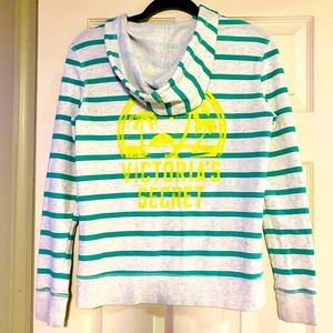 Victorias Secret zip up striped hoodie w/ logo on back size  XS